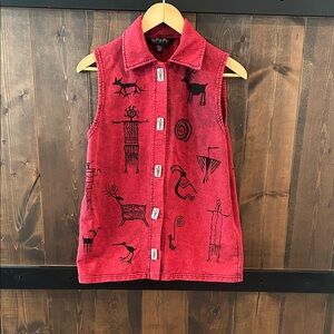 Bfofo *Made in Canada Sleeveless Vest with Indigenous Petroglyphs Women’s Size S